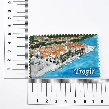 Tarihi şehir Trogir, Hırvatistan Seyahat Hediyelik Eşya Buzdolabı Mıknatısları Yaratıcı Ev Dekorasyon Reçine Buzdolabı Manyetik Çıkartmalar