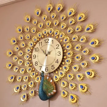 Tavuskuşu İskandinav duvar saatleri Moda Yaratıcı Sessiz Minimalist Duvar Saati Lüks sanatsal fresk Reloj Pared Oturma Odası Dekorasyon