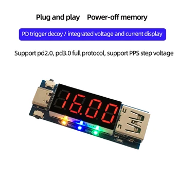 Tip-C PD Yem Modülü Hızlı Şarj Tetik Modülü DC dijital ekran Gerilim Ampermetre Test Cihazı Desteği PD2. 0 PD3. 0 PPS
