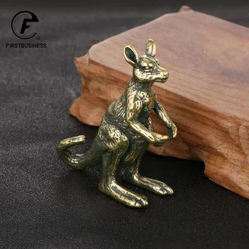 Vintage Pirinç Kanguru Figürler Minyatürleri Çay Pet El Sanatları Masaüstü Küçük Süsler Hayvan Ev Dekorları Aksesuarları Çocuk Hediyeler