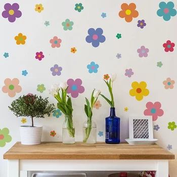 Çok Renkli Çiçek Renkli Küçük Çiçek Duvar Çıkartması Kendinden Yapışkanlı Duvar Kağıdı çocuk Yatak Odası Duvar Oturma Odası Dekorasyon
